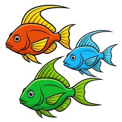 Fototapeta premium Colorful tropical fish swimming in a playful style 