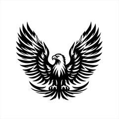 Obraz premium Majestic black eagle spreading wings in a powerful pose