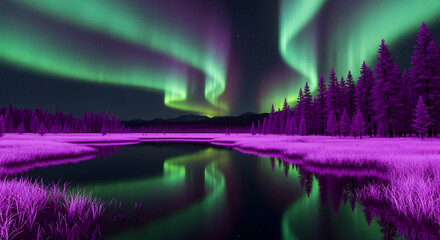 night landscape with reflection