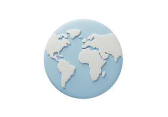 Fototapeta premium Globe on white background with world map and continents illustration