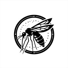 Stylized mosquito silhouette emblem in a circle