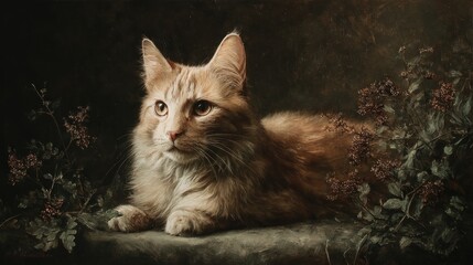 Ginger cat portrait art
