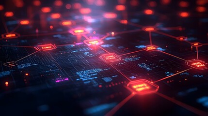 Obraz premium Futuristic technology circuit network with vibrant data flow