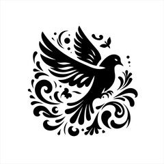 Fototapeta premium Elegant Black Bird Silhouette Design.