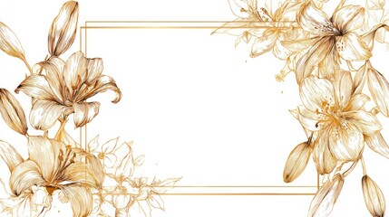 Gold lily floral graphic design