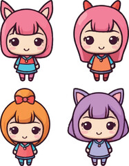 set of funny cartoon animals