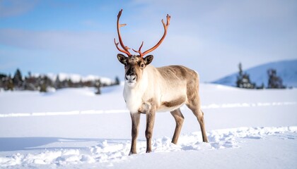 Obraz premium Reindeer in snowy landscape (1)