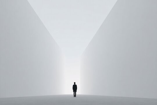 Mysterious pathway emerging from fog, leading to an unknown dest