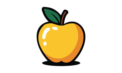 Yellow Cartoon Apple Vector Icon