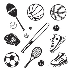 Collection of Sports Equipment and Balls for Athletic Activities