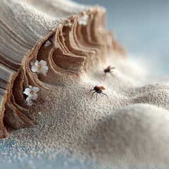 Close-up of Sand Texture with Tiny Desert Insects