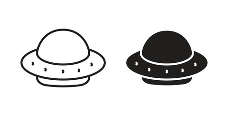 UFO icon symbol, sign, logo or emblems. silhouette. EPS 10.