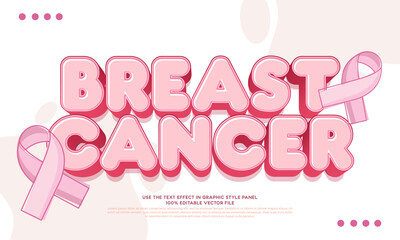 Breast cancer awareness month with editable text, pink October, pink ribbon, women, health care, women's diseases, vector illustration