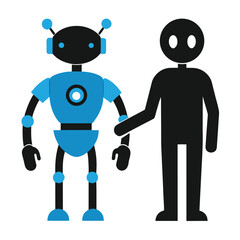 Fototapeta premium Futuristic robot and human shaking hands symbolizing technology and collaboration in a clean silhouette