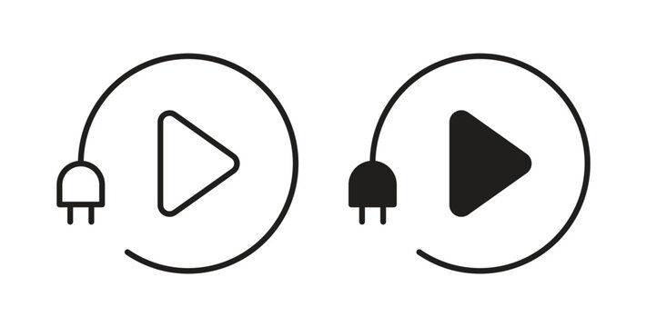 Plug and play icon symbol, sign, logo or emblems. silhouette. EPS 10.