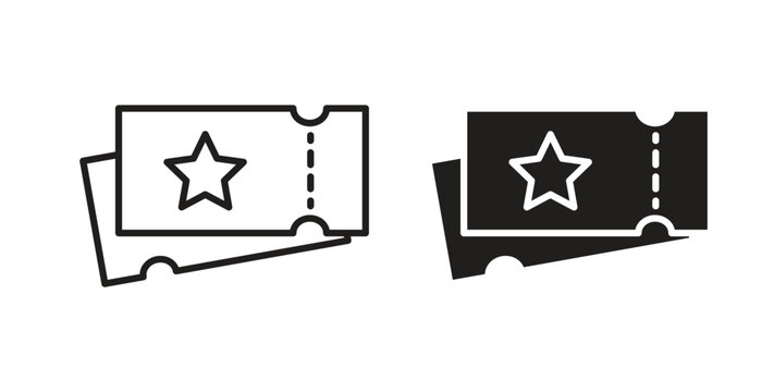 Movie ticket icon symbol, sign, logo or emblems. silhouette. EPS 10.