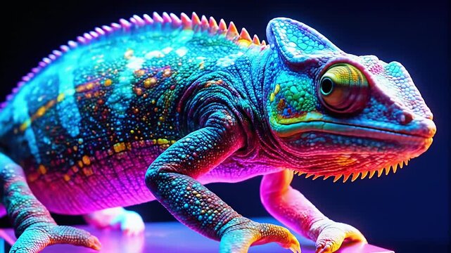 Colorful chameleon close up