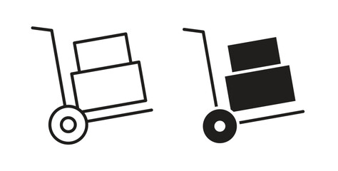 Hand truck icon symbol, sign, logo or emblems. silhouette. EPS 10.