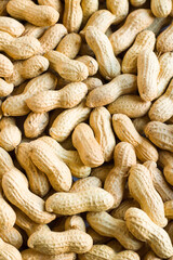 Natural raw peanuts in shell, background.This image can be used horizontally or vertically