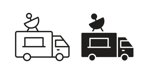 Broadcast van icon symbol, sign, logo or emblems. silhouette. EPS 10.