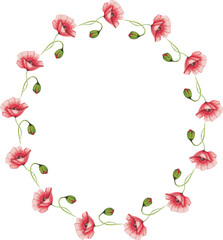  Botanical Frame of Red Poppies