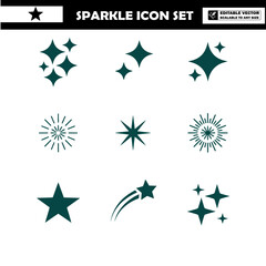 Sparkle star icons collection in various shapes and sizes for graphic design and decoration