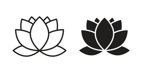 Lotus icon symbol, sign, logo or emblems. silhouette. EPS 10.