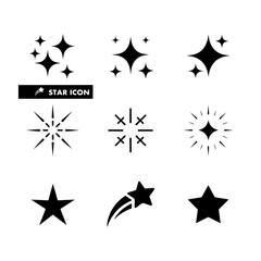 Black star and sparkle silhouettes vector icons set for design and decoration projects use