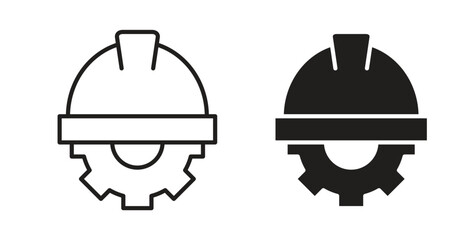 Construction worker icon symbol, sign, logo or emblems. silhouette. EPS 10.