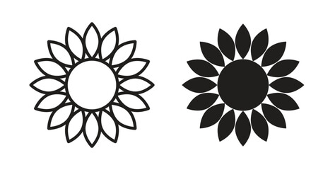 Sunflower icon symbol, sign, logo or emblems. silhouette. EPS 10.