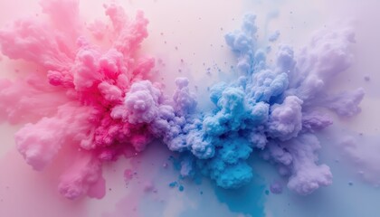 Fototapeta premium Colorful powder explosion on white background, a vibrant abstract display of color and energy