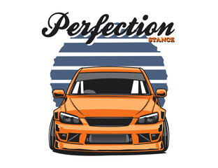 modified 90s car illustration vector graphic for T shirt design