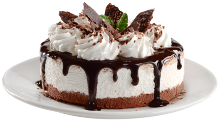 Exquisite Chocolate Cake Delight A Symphony of Flavors with Creamy Frosting and Delicate Chocolate Shavings on a Plate