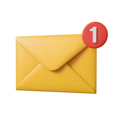 3D Render: New Message Notification Envelope Icon