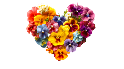 Floral Heart Arrangement on Transparent Background A Symbol of Affection and Beauty for Creative Designs