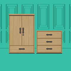 WOOD CUPBOARD & TABLE CABINET FURNITURE DESIGN VECTOR