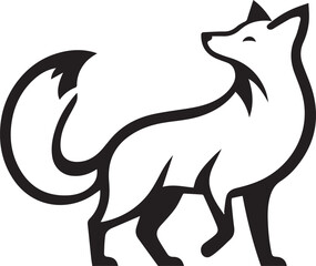Elegant Black and White Wolf Silhouette Vector Illustration