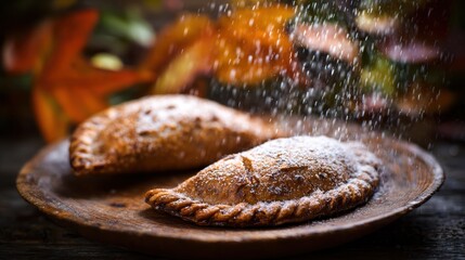 Autumnal food still life featuring heritage recipe on wood backdrop for tourism campaigns or culinary websites.