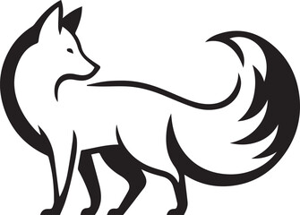 Elegant Black and White Wolf Silhouette Vector Illustration