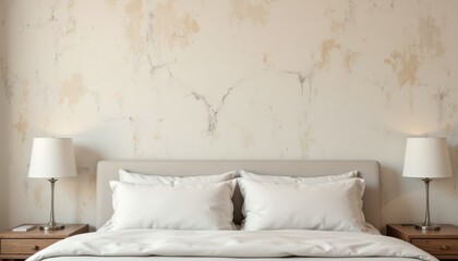 Luxurious white bed, creating a tranquil and comfortable bedroom oasis for restful sleep