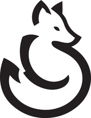 Elegant Black and White Wolf Silhouette Vector Illustration