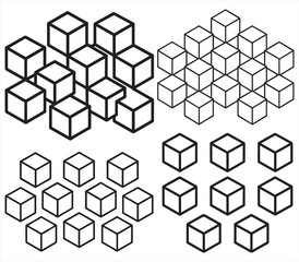 Minimal Geometric Cube Pattern Design – Modern Optical Art