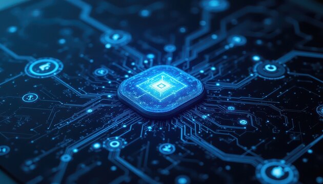 Intricate blue circuit board, a glimpse into modern technology and electronic innovation