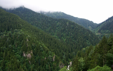 Obraz premium A view from the mountainous areas in Trabzon, Turkey