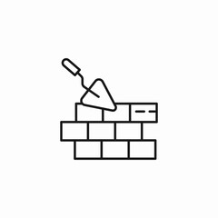 brick wall trowel icon sign vector