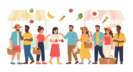 Obraz premium Gathering Freshness Happy People at a Vibrant Farmers Market