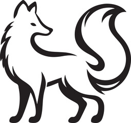 Elegant Black and White Wolf Silhouette Vector Illustration