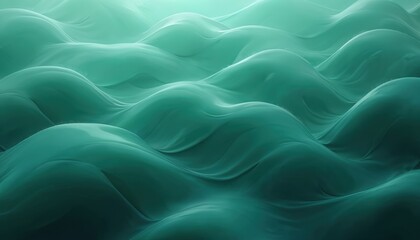 Obraz premium Abstract illustration features interlocking wavy stripes in vibrant teal green. Modern design with fluid movement, energetic flow suits home decor, wallpapers, digital backgrounds. Seamless pattern