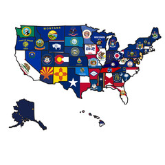 USA state flags collage