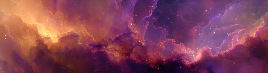 Obraz premium Soft Amber And Violet Blended Nebula Abstract Background